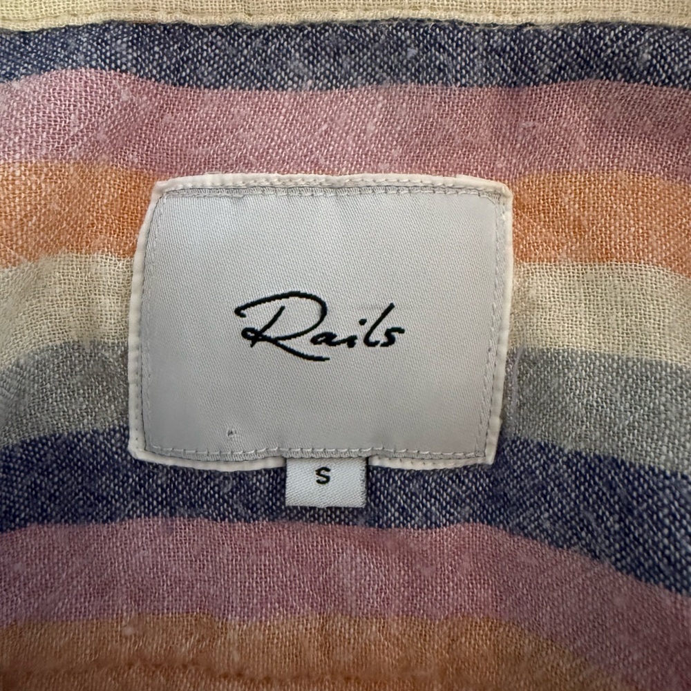 Rails Charli in Mandalay Stripe Long Sleeve Button Up Shirt Small Soft Sunset - Picture 2 of 6